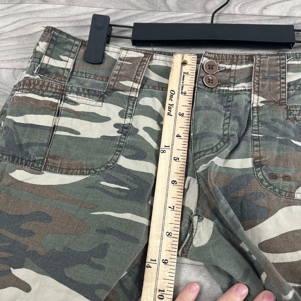 Vintage Havana‎ Cargo Shorts Women's Large Green Camo Cotton Low-Rise Button-Fly - Picture 13 of 16